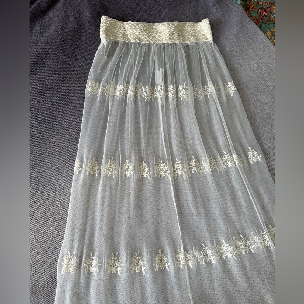 Sheer Embroidered Maxi Skirt